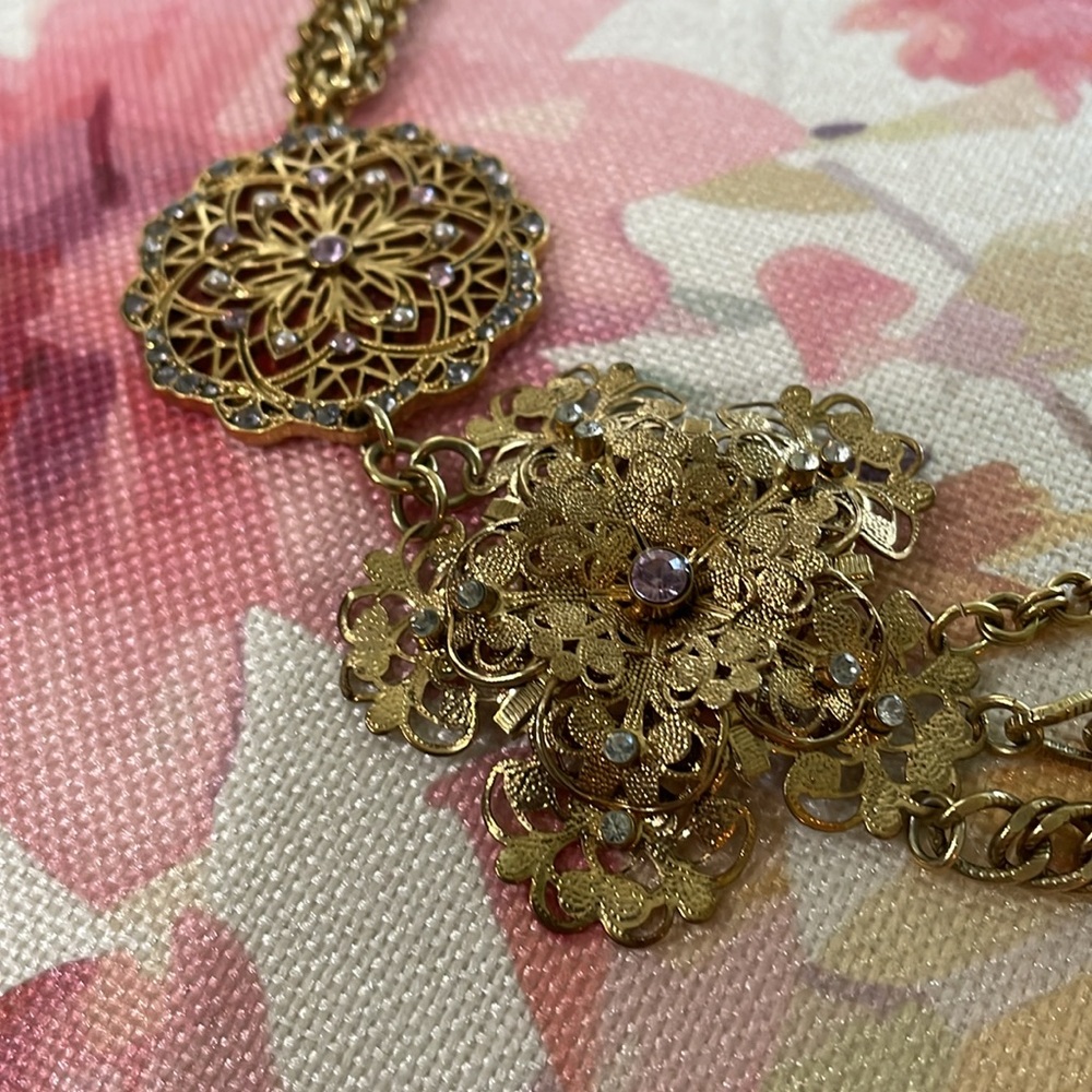 Victorian-inspired gold statement necklace